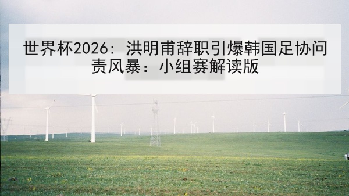 世界杯2026: 洪明甫辞职引爆韩国足协问责风暴：小组赛解读版